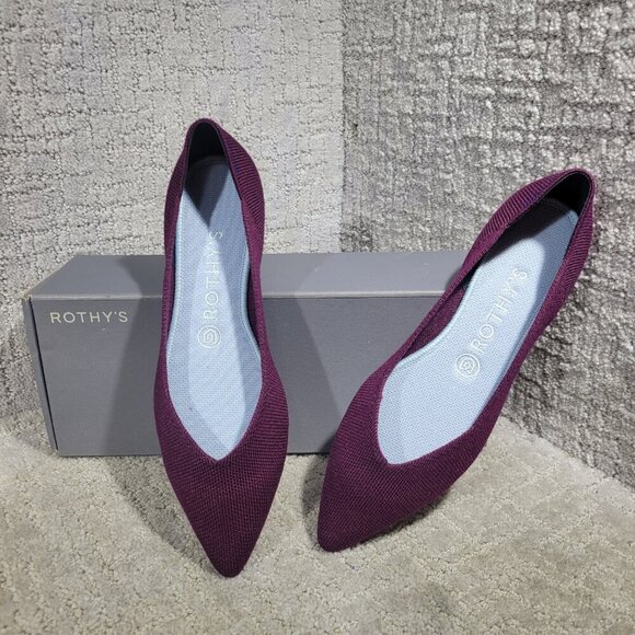 Rothy's The Merino Aubergine Purple Pointed Flat Shoes Women's Multiple Sizes - Picture 9 of 12